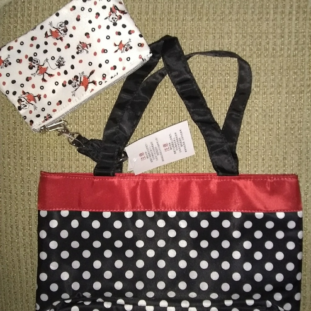 Disney Minnie Mouse canvas bag w/ makeup bag - Picture 2 of 6
